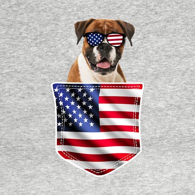 Boxer In Pocket American Flag 4th Of July by Ohooha